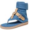 High Top Flip Flops Women Sandals Custom Denim Roman Gladiator Sandals Summer Ladies Beach Shoes Female Flat Sandalias WSH3894