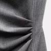 Fall and Winter New Waist Slim Looking Pleated Round Neck Sleeveless Slit Hemline At Hem Midi Skirt Dress 6962231