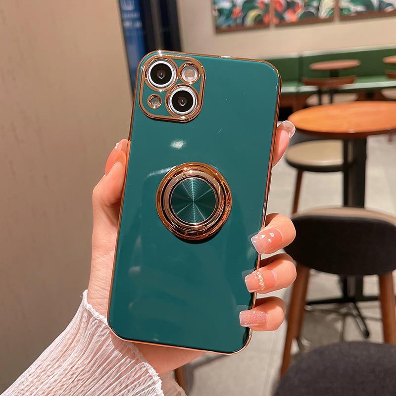 Luxusní pozlacený držák na prst Pouzdro Pro iPhone 17 Air 13 14 Pro Max 16 15 12 Měkký kryt telefonu Pro iPhone 11 Pouzdro