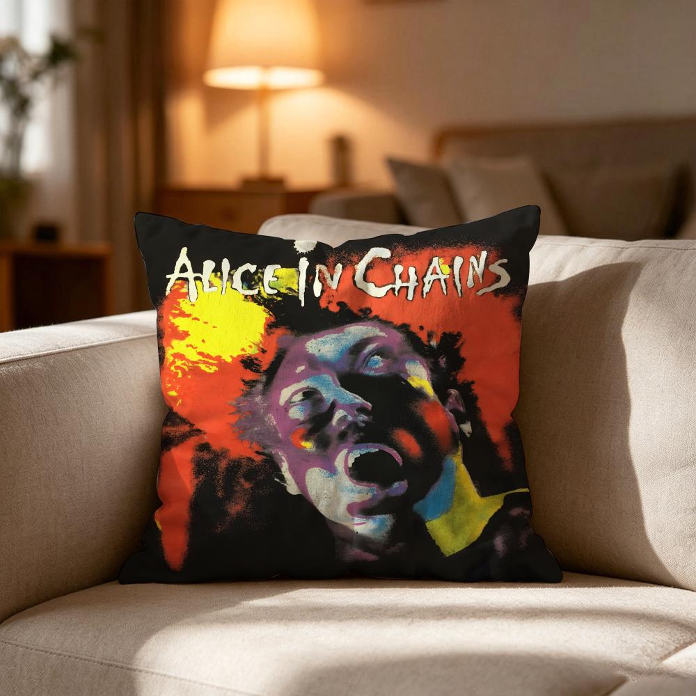 Alice In Cchains Band Singer Pillow Case Cushion Cover Soft Washable Pillow Case MultiScene For Couch Bed Travel Office Use