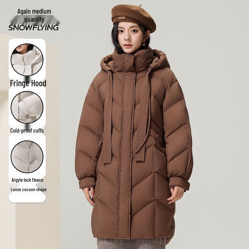 XueZhongFei Women's Hooded Mid-Length Down Jacket