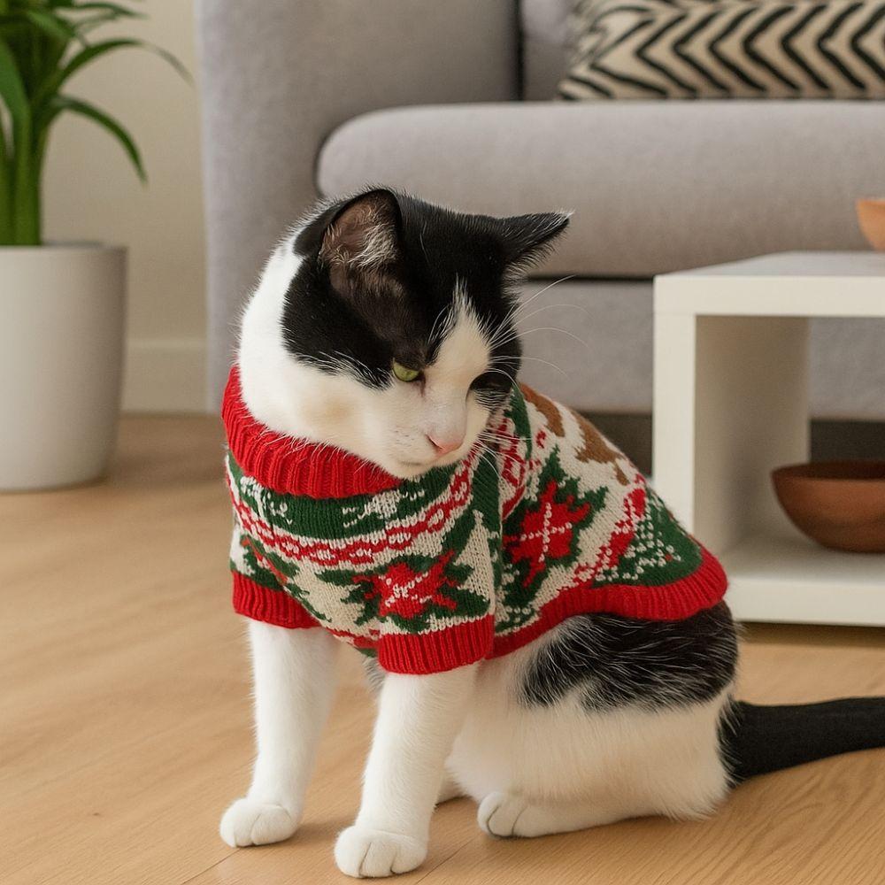 Warm Dog Snowflake Sweater Cartoon Pattern Christmas Puppy Clothes Cat Elk Knitwear Holiday Suit