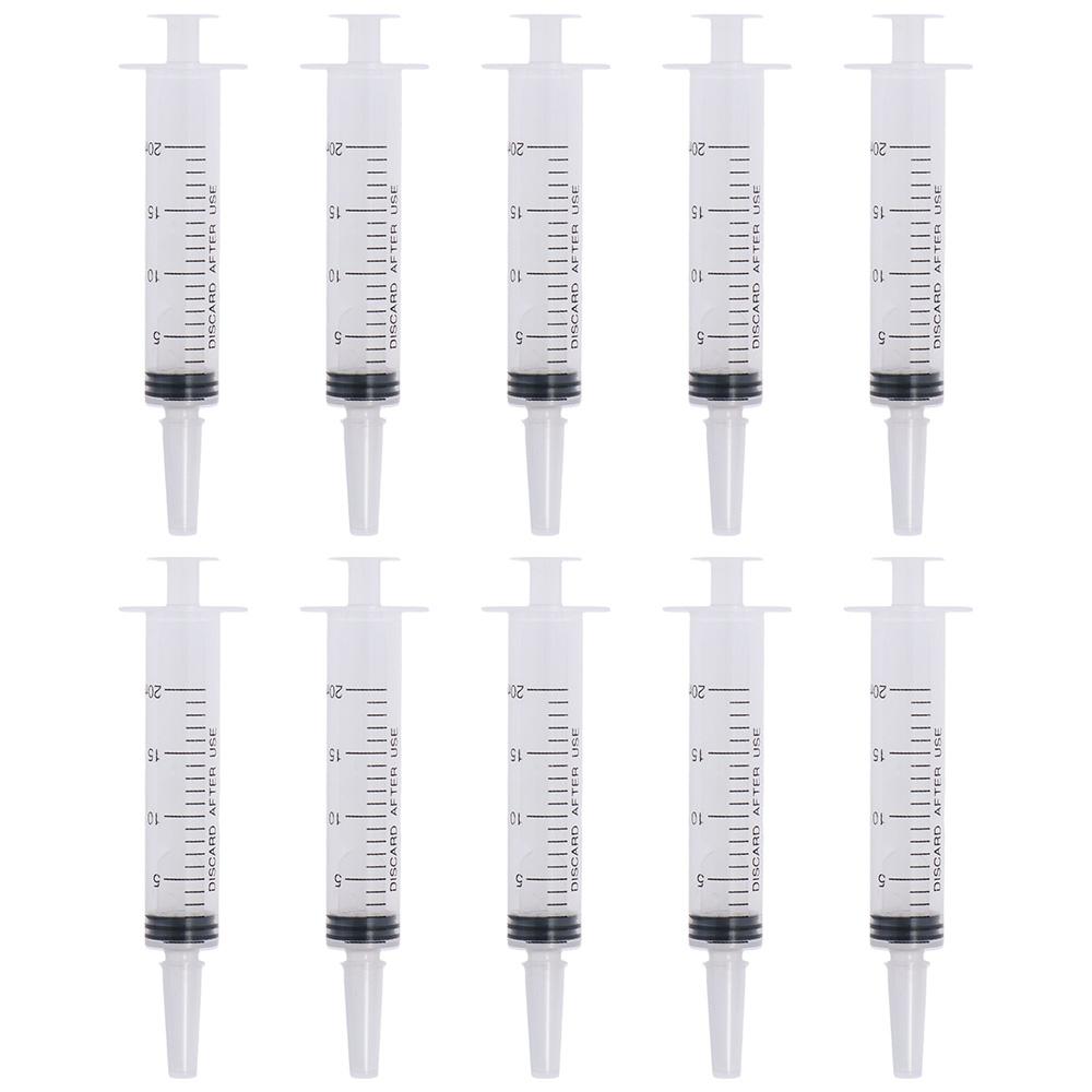 10Pcs Individual Sealed 20ml Syringe No Needle Transparent Plastic Syringes with Cap Liquid Dispensing Art Painting