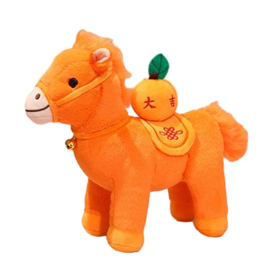 Poupée Cheval Jouet en Peluche Décoration Nouvel An Chinois 2026 Cheval Porte-Bonheur Ornement Zodiaque pour Décoration de Fête à la Maison