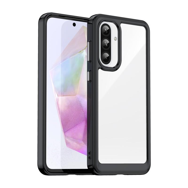 For Samsung Galaxy A37 5G Phone Case WANLONFENG XC Series TPU Acrylic Cover with Tempered Glass (Big Lens Hole)