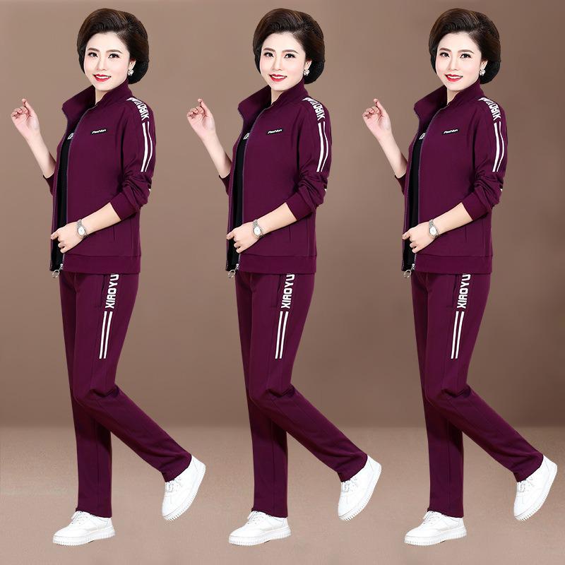 Spring Two-Piece Sportswear Set for Middle-Aged and Elderly Women