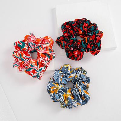 Vintage Floral Printed Scrunchie Elastic Hair Band For Women Girls Fashion Rubber Band Headwear Ponytail Holder Hair Accessories
