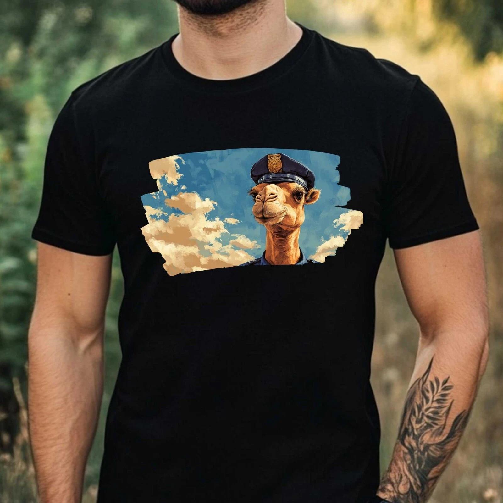 T-Shirt Herren Kamel als Polizist Motiv Baumwolle Größe XS bis 5XL S