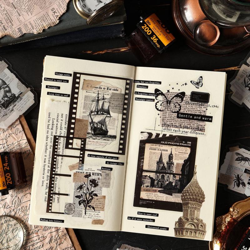 1pack/15pcs Vintage Old Newspaper Theme Stickers, Retro News Print Patterns & Self-Adhesive, for Journal DIY Scrapbook Deco