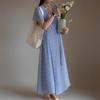 New ArriVals Open Run Women Floral V Neck Long Dress Waist Ribbon Wrap