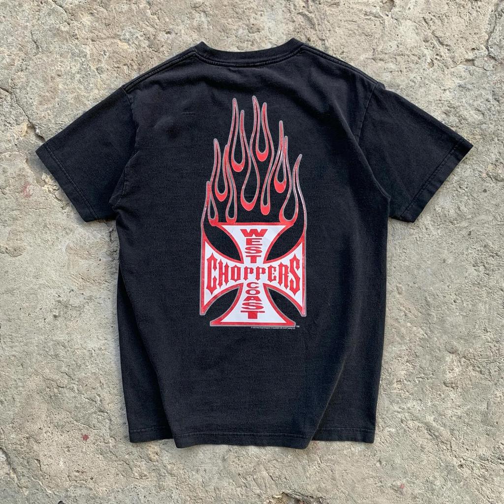 Letní bavlněné streetwearové tričko s krátkým rukávem s potiskem značky Tide West Coast Choppers, retro highstreetové oblečení, ležérní volný top