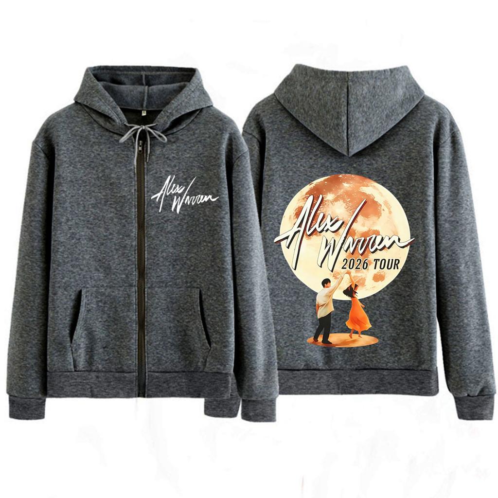 Alex Warren Tour Potisk Mikina na zip Pánská Dámská Módní Mikiny Zimní Volná Ležérní Vintage Zipová Bunda Streetwear