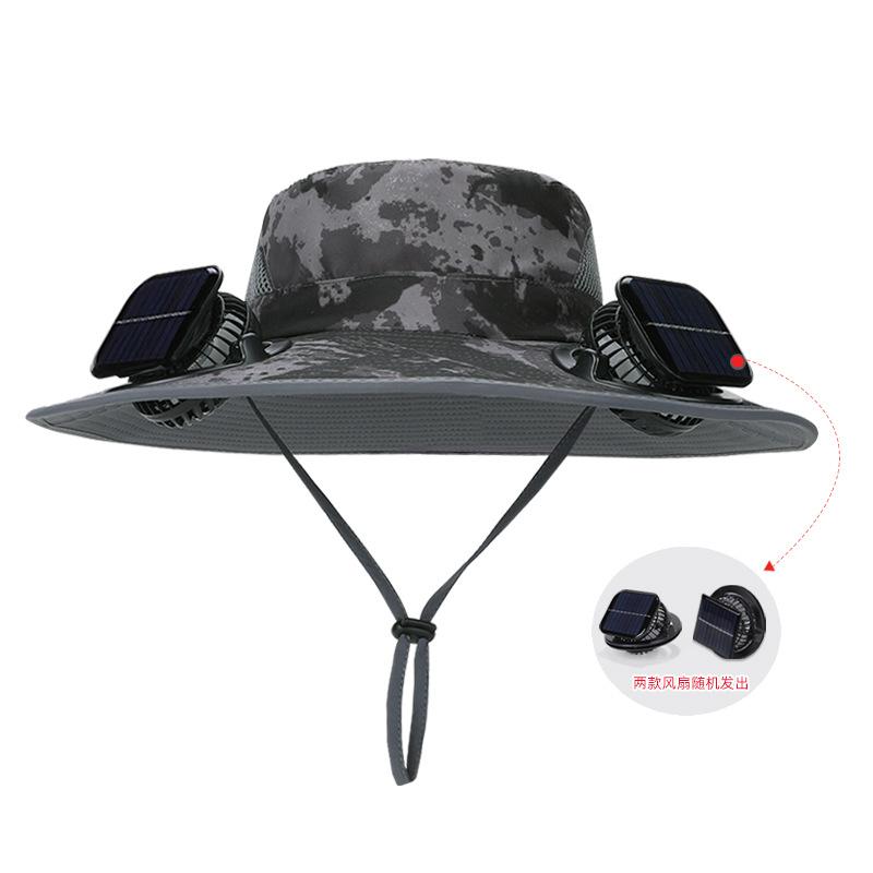 Solar Double Fan Hat Ink Eaves Sun Protection Hat Men's Outdoor Mountaineering Breathable Bucket Hat Fishing Visor