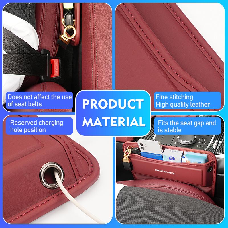 GLC GLB Car Seat Gap Organizer Leather Console Side Pocket Storage Box For Mercedes Benz AMG W204 W205 W203 W211 W201 W210 W108