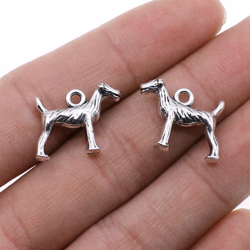 

Dog Pet Animal Charm Antique Bronze Silver Zinc Alloy Jewelry Making Supplies DIY Craft Lover Style A35-4pcs-18x15mm