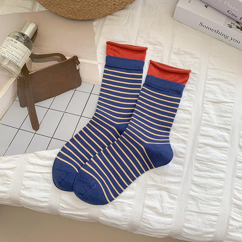 

Женские осенние носки-гольфы с двойным отворотом, бахромой, без косточек, сочетающихся цветов 1 pair синий