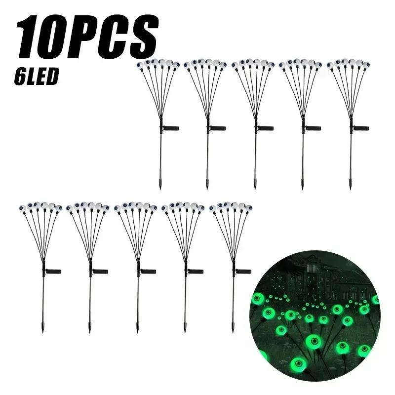 Halloween Outdoor Scary Eyeball Lights Led Green Warm White Multi Color Eyeball Blinking Firefly Lights Waterproof Solar Lights