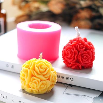 Nuovo stampo per candele fatto a mano, stampo per palline di fiori di rosa 3D, stampo per aromaterapia, stampo per candele fai da te