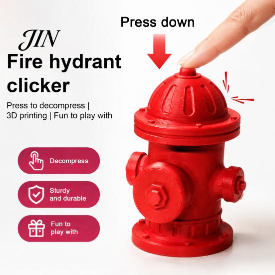 Novelty Desk Gadget 3D Printed Mini Fire-Hydrant Fidget Toy, Clickable Crisp Sound Stress Relief Toy Compact Anxiety Decoration for Office Home, Funny
