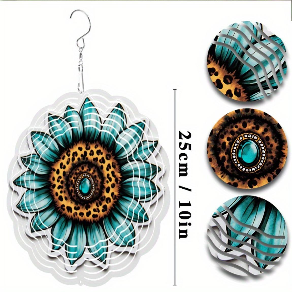 

Подвесное украшение Ветряной спиннер Подсолнух Драгоценный камень 3D Металл Синий Зеленый Золотой Витраж для Сада Дома Внутри Снаружи Праздничный Подарок 01A