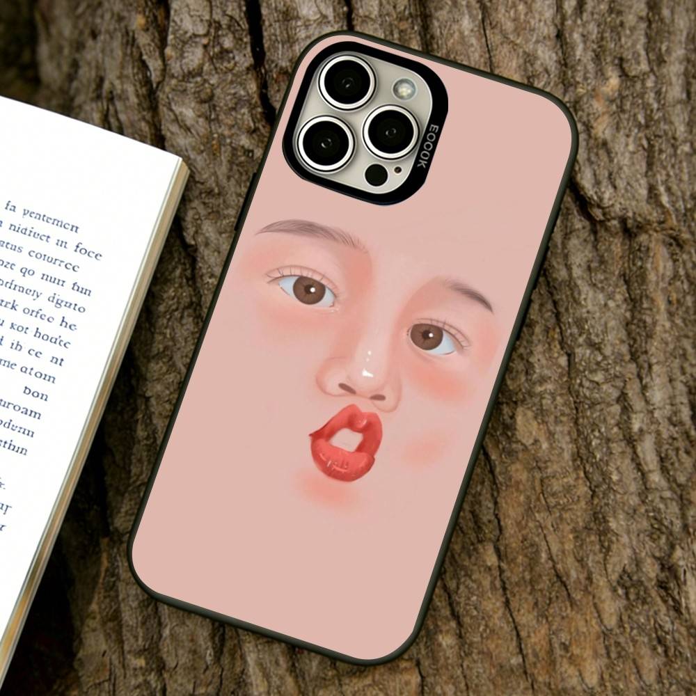 Abstract facial expression Phone Case For iPhone 17,16,15,14,13,12,11 Plus,Pro Max,XS,Colored Silver Plated Inside Cover