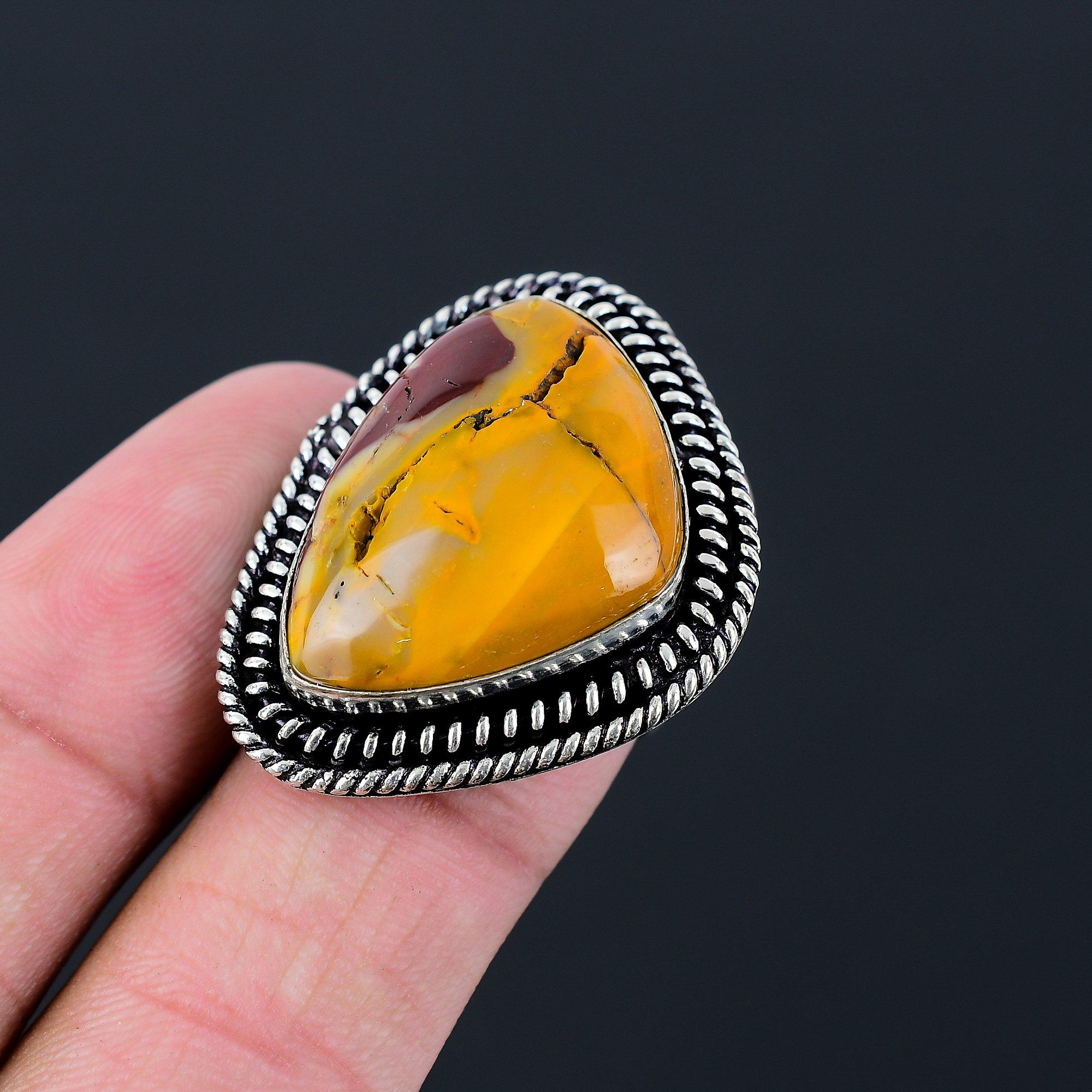 Friendship Day Sale Mookaite Gemstone Sterling Silver Trendy Stackable Ring US 7 7