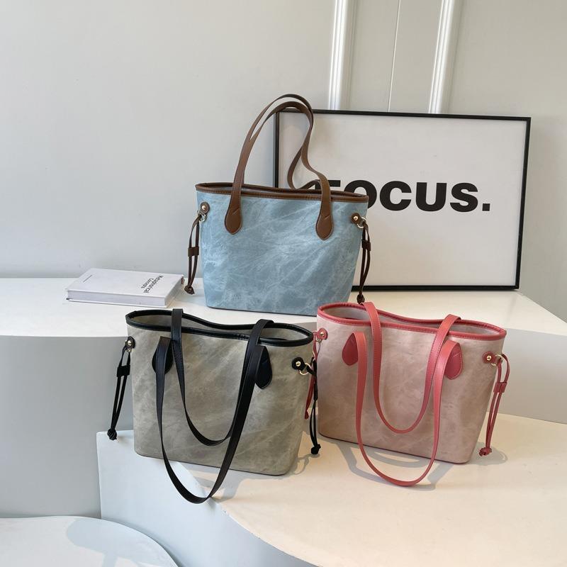 New Contrasting Color High-end Women's Bag Versatile Portable Shoulder Bag, Women's Commuting Large-capacity Tote Bag