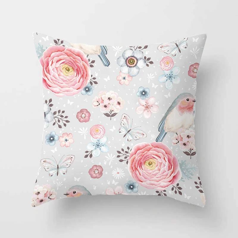 Birds and Flowers Decorative Pillowcases Living Room Office Home Pillowcases Car Ornaments