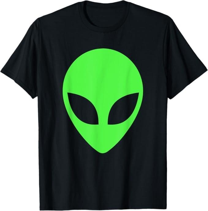 

Green Alien Head 90 s Style Funny Alien T-Shirt 4XL