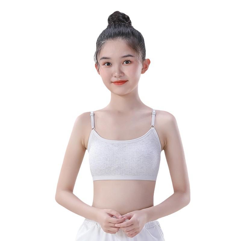 Girls' Adjustable Cotton Bandeau Bra for Middle & High School Students, Ages 12-18