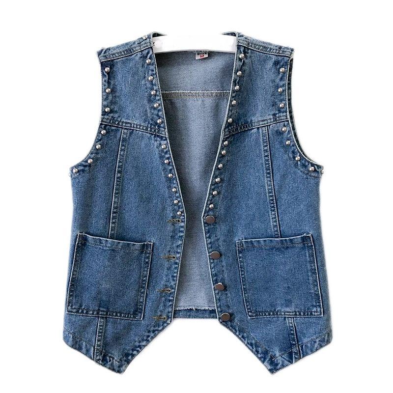 Plus Size Women's Denim Vest Korean Sleeveless Denim Vest Loose Belly Cover Jacket Trend Female Tops