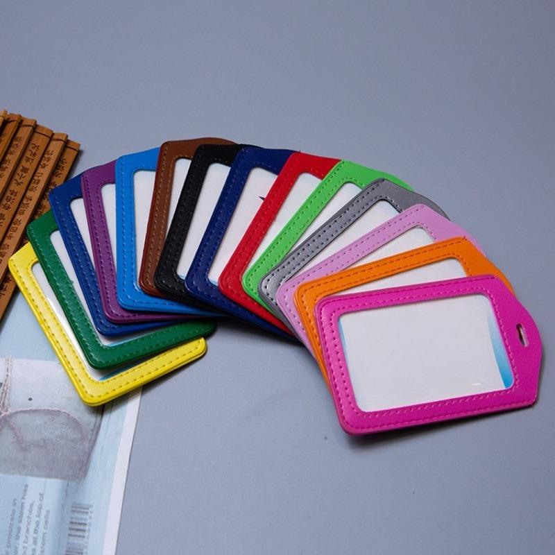 PU Leather Card Sleeve Women ID Badge Case Clear Bank Credit Card Badge Holder Bags School Student Bus Card Cover