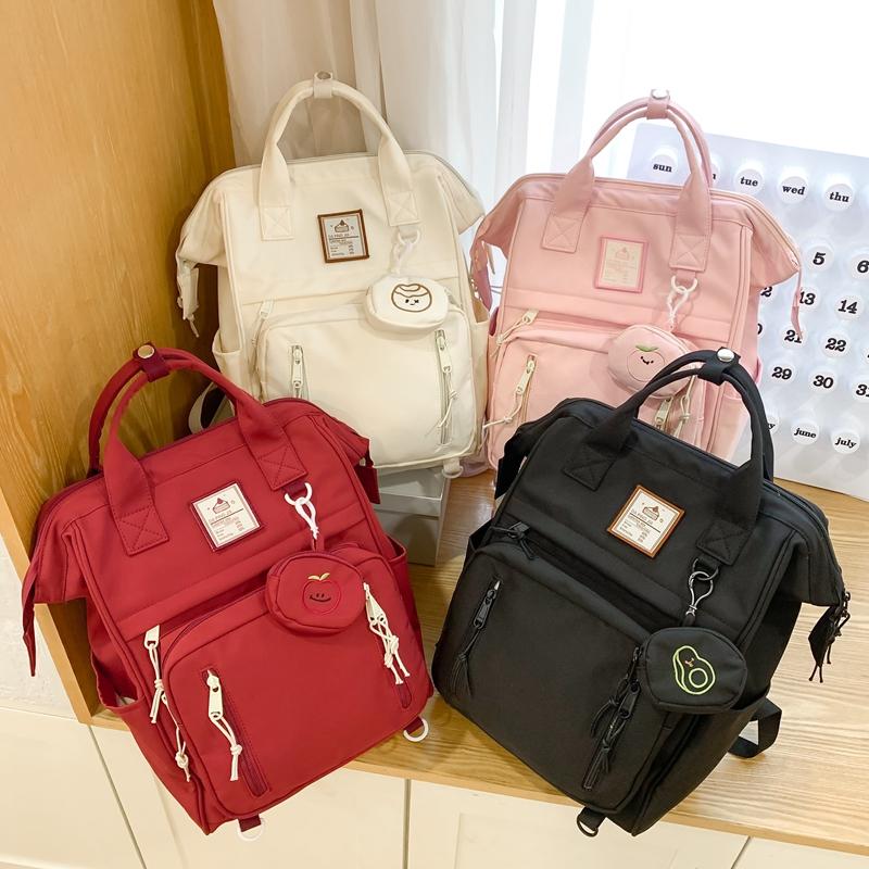 Solid Color Student School Bag Girls Backpack Student Travel Backpack
