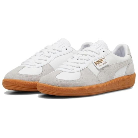 Puma Унисекс Palermo Кожаные Ретро Терраса Стиль Жизни Кроссовки Белый Ледниковый Серый Резина 396464-12