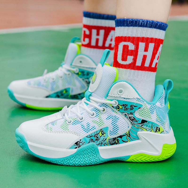 Basketball shoes men's mesh actual combat shoes summer leather surface waterproof medium top sneakers student non-slip and wear-resistant sneakers