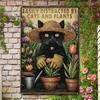 Vintage Metal Cat Wall Art Rustic Tin Sign 8x12 Inch Funny Garden Decor