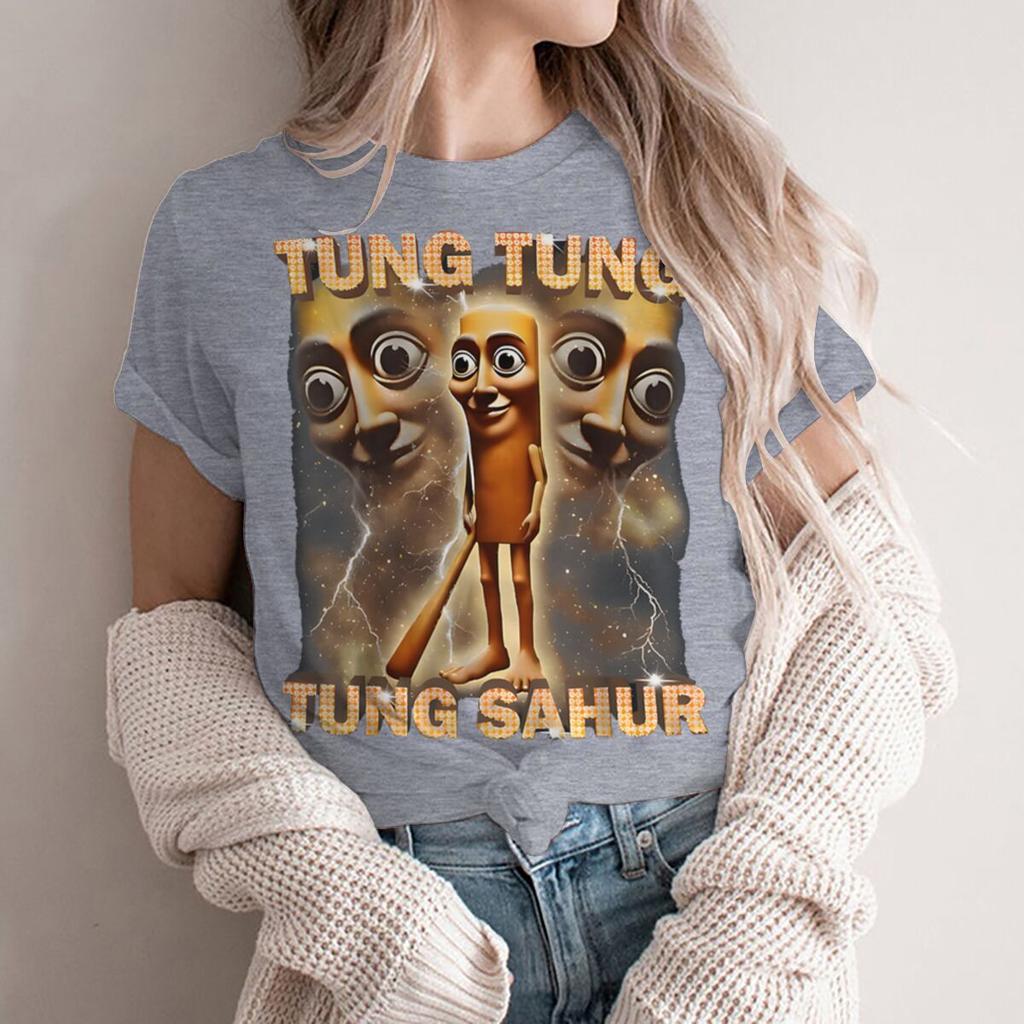 Tung Tung Tung Sahur Meme Unisex Unisex Tshirt Funny Cartoon Character Streetwear Short Sleeve Unisex Tee
