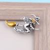 Top Quality Unique Metal Witch Riding A Broom In Flight Yellow Hair Hat Lapel Pins Brooch Women Accessories for Women