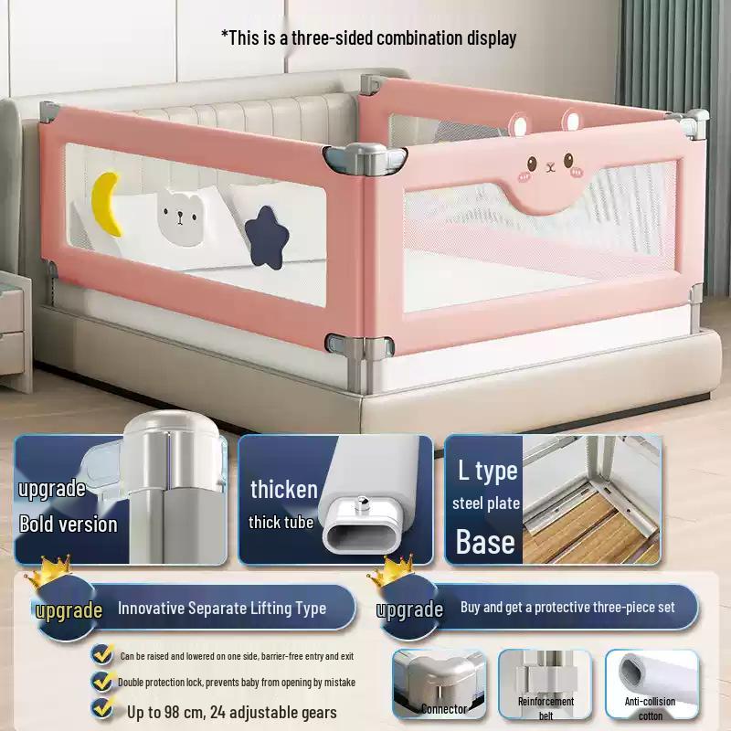 Nuofanya Three-Sided Bed Rail: Baby Anti-Fall Guard, Anti-Drop Barrier, Child Safety Baffle, Bed Guardrail.