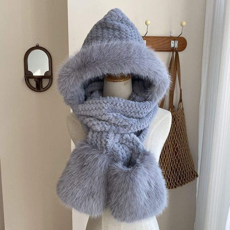 Women's Warm Plush Hat, Gloves & Scarf Set - Thick, Solid Color, Cute & Cold-Proof 2024 Edition