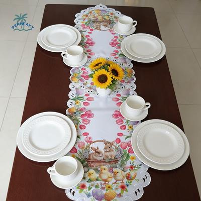 Little Chick Easter Table Flag Waterproof Anti Slip Table Cover Oil-resistant Anti-scalding Rabbit Dining Table Cloth Hotel