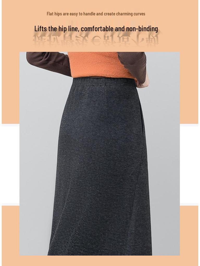 Women's Gray Wool Slimming Midi Skirt: Casual, Comfortable, and Drapey for Autumn/Winter