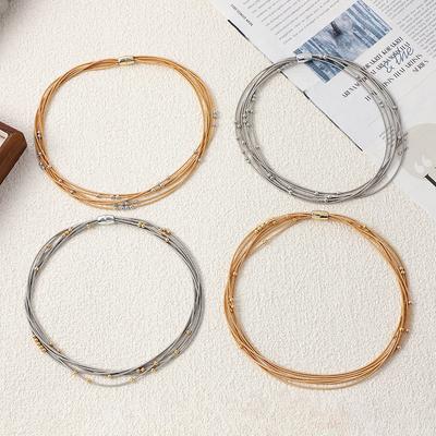 Wind Beaded Bracelet Necklace High-End Multi-Layer Chain Light Luxury Niche Hand Elastic Chain Collarbone Chain