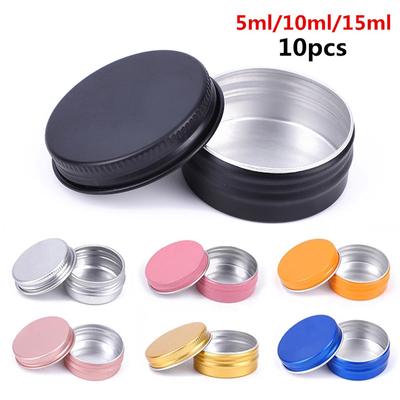 10pcs For Cream Balm Nail Candle Cosmetic Container Box Aluminum Tin Jar Empty 5ML/10ML/15ML Round