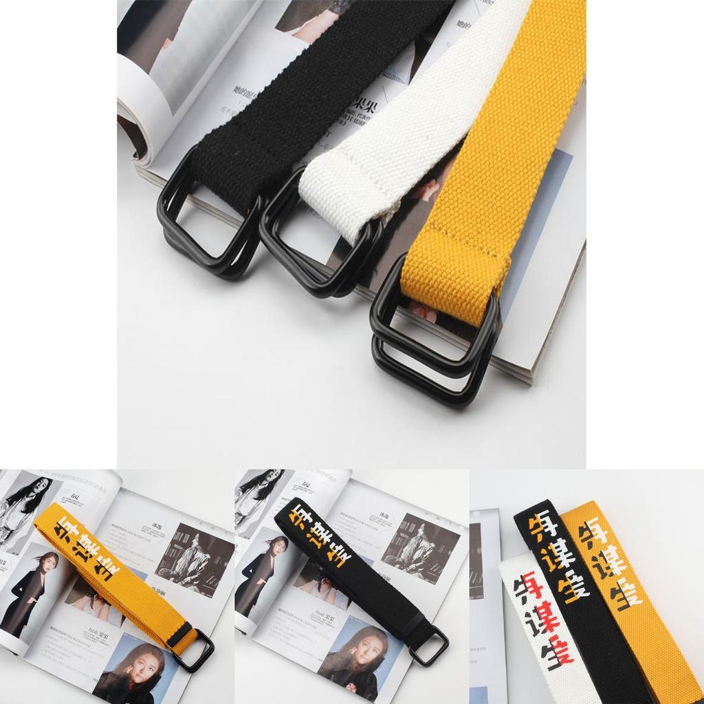 Casual Canvas Belt For Men And Women With Double Ring Buckle For Street Style And Daily Wear