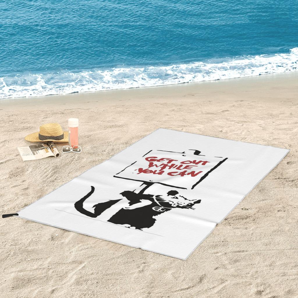 Get Out While You Can Banksy Graffiti Beach Towel Soft Microfiber Quick Dry Absorbent Quick Towels For Bath