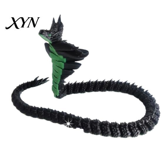 Detailed Snake Collectible Ornament, 3D Printing Poseable Figure with Movable Exotic Animal Ornament Joints Flexible Postures, Dark Themed Desktop