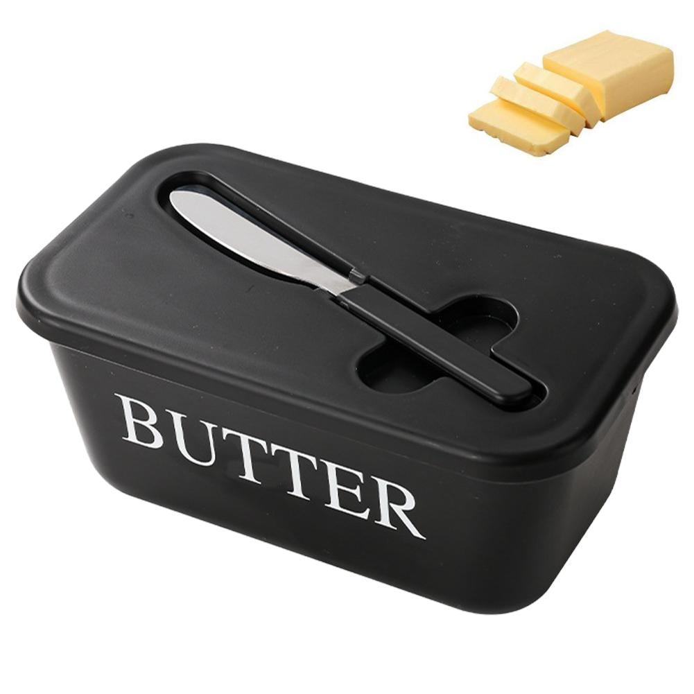 PP Butter Dish with Lid & Spreader Airtight Butter Keeper for Fridge Modern Kitchen Storage Container for Butter, Cream Cheese