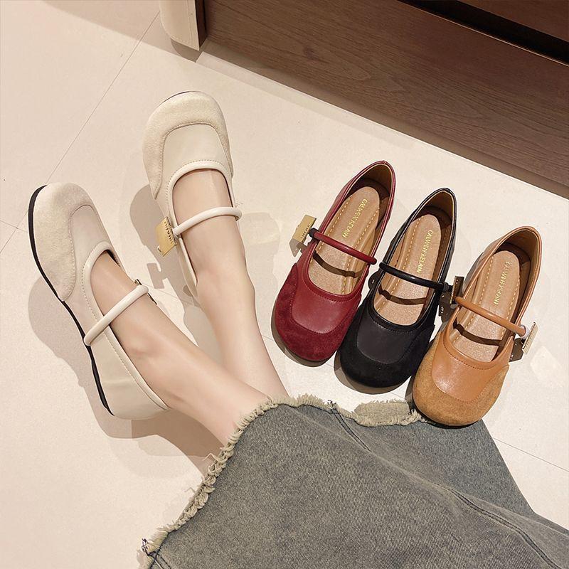 Fairy red niche single shoes summer gentle wind Mary Jane shoes female grandma shoe design shallow mouth