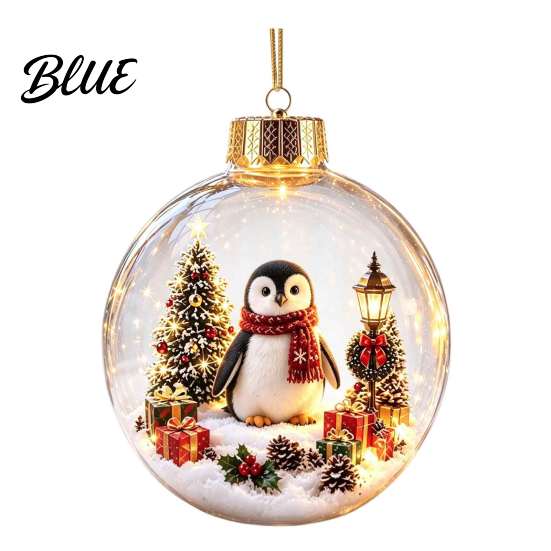 Transparent Holiday Hanging Spheres Glowing Christmas Story Ornament Light-Up Ball Decor with Warm LED Light Acrylic Charms Mini Scene 3D